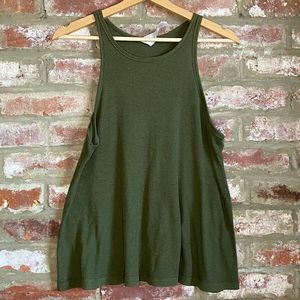 🌹Free People Military Green Ribbed Tank Top Sz S